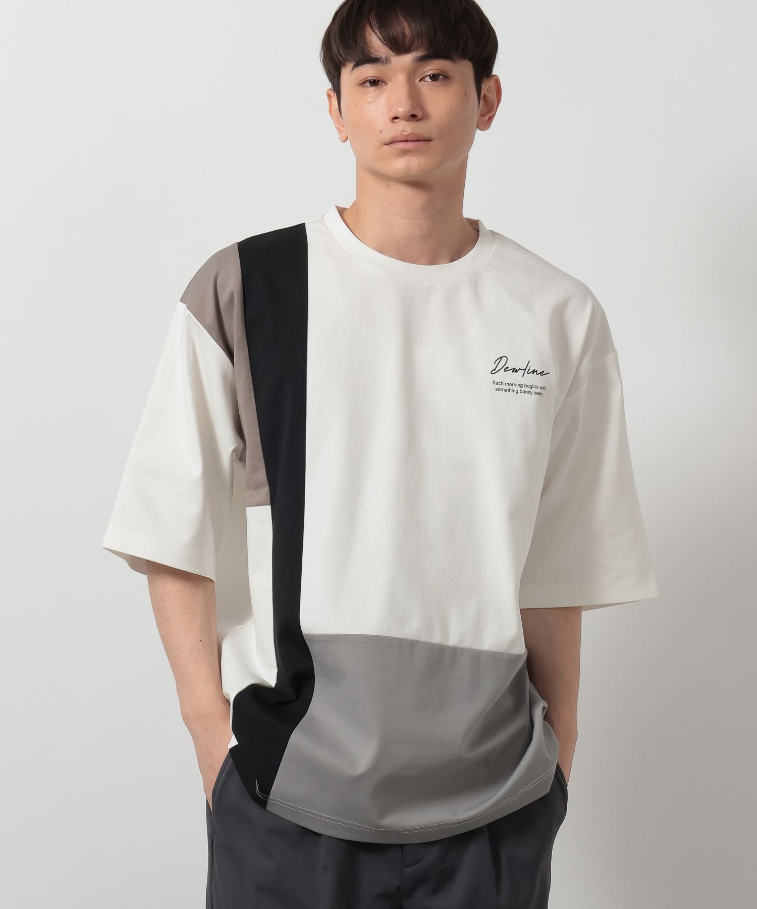 LAKOLE COLORブロックポンチT ラコレ トップス カットソー・Tシャツ ネイビー ホワイト ブラック