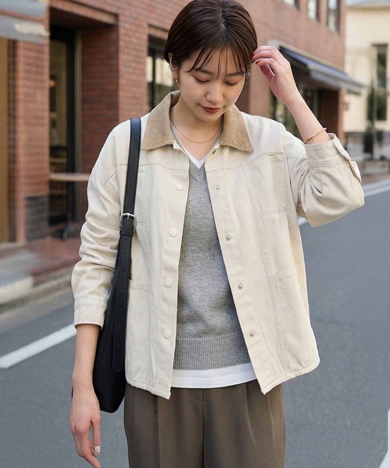 STYLE DELI フィールドコート風ブルゾン スタイルデリ ジャケット・アウター ブルゾン・ジャンパー ネイビー ベージュ