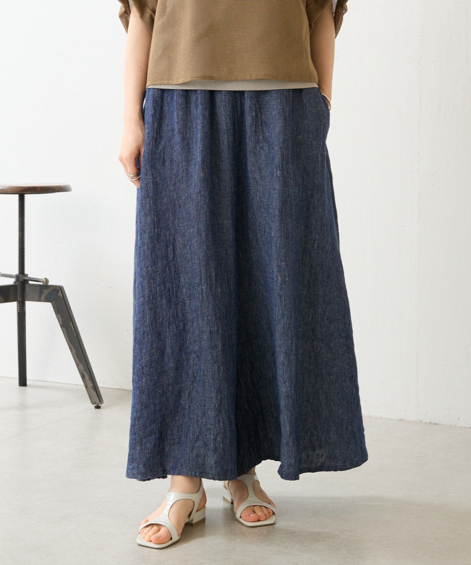【SALE／20%OFF】BEARDSLEY リネンデニムサルエルパンツ ビアズリー パンツ その他のパンツ ブルー【送料無料】