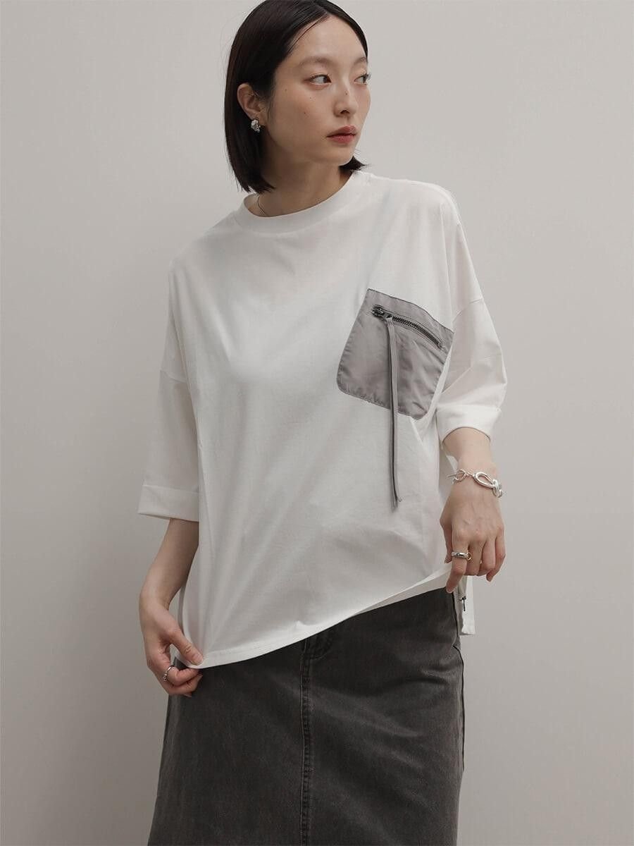 RADIATE ポケットデザインオーバーTシャツ ラシュッド トップス カットソー・Tシャツ パープル ホワイト グレー ブラック