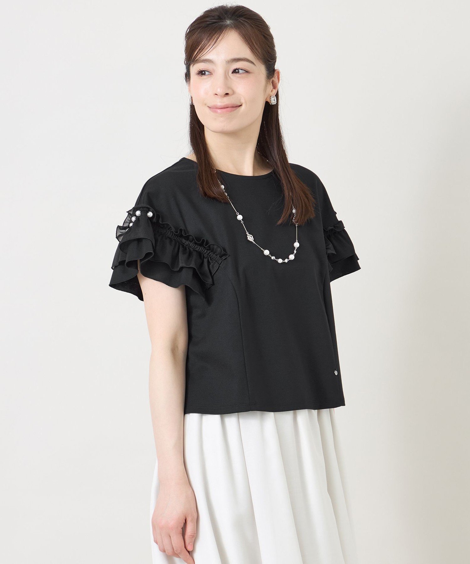 TO BE CHIC シアーギャザースリーブ カットソー トゥー ビー シック トップス カットソー・Tシャツ ホワイト ワインレッド ブラック