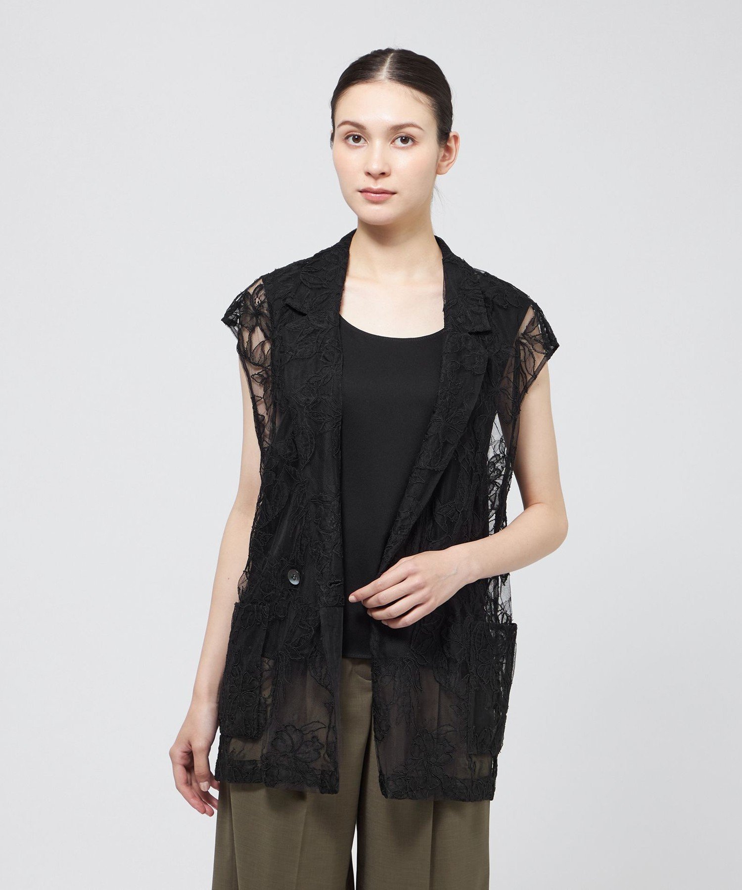 コードリバーレース ダブルブレストジレ エポカ ジャケット・アウター テーラードジャケット・ブレザー