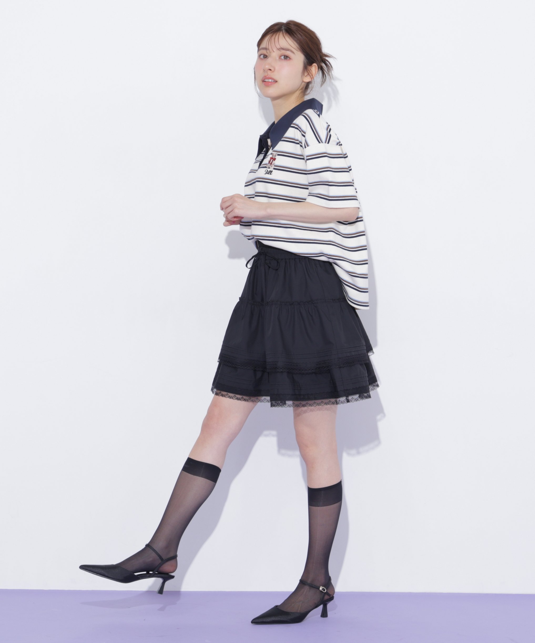 JILL by JILL STUART レースフリルミニティアードスカート ジル バイ ジル スチュアート スカート その他のスカート ホワイト ブラック