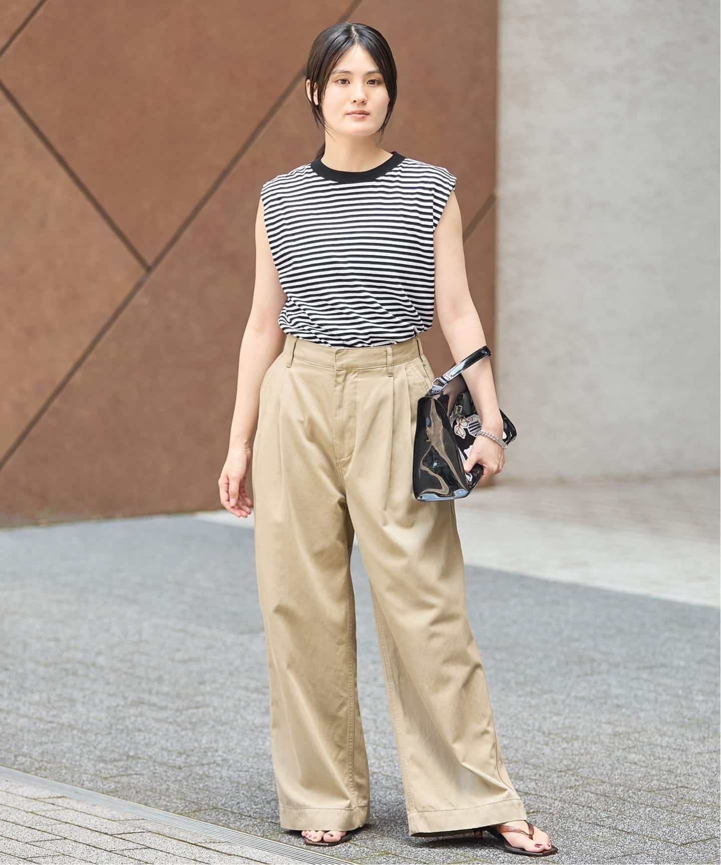 IENA 《追加》ATON/エイトン FRESCA SINGLEJERSEY NS ノースリーブ イエナ トップス カットソー・Tシャツ ブラック