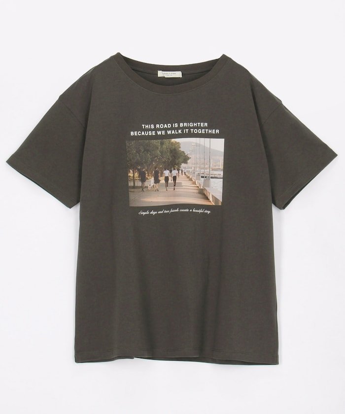 フォト ロゴTシャツ フリークスストア トップス カットソー・Tシャツ ベージュ ホワイト グレー