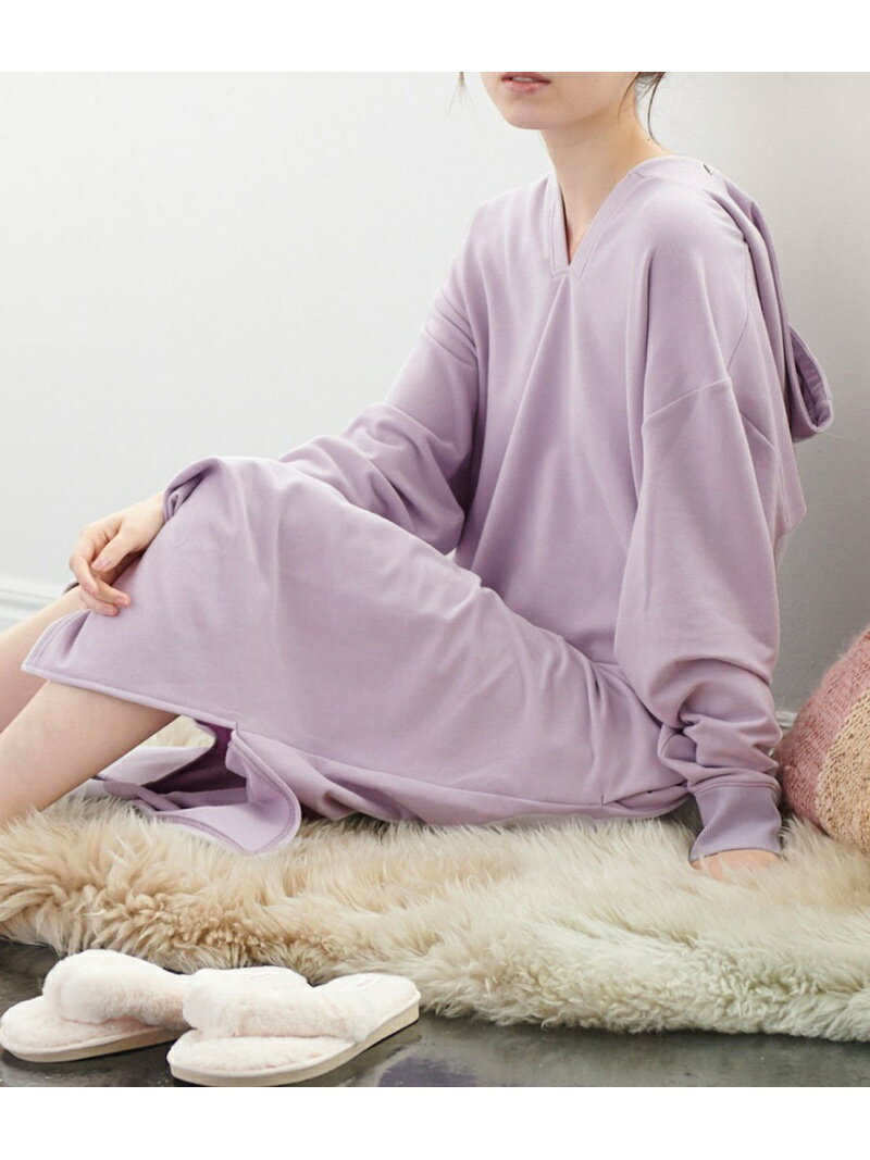 【SALE／30%OFF】VIS 【ViSage】パウダー裏毛ロングパーカーワンピース ビス インナー・ルームウェア パジャマ パープル ホワイト イエロー【送料無料】のサムネイル