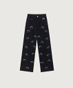 LA POMME petit Ribbon Wide Denim Pants/リボンワイドデニムパンツ ラポミ・プチ パンツ ジーンズ・デニムパンツ ブラック【...