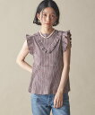 SHIPS WOMEN NINE CASE:<手洗い可能>フリル ノースリーブ トップス シップス トップス その他のトップス ブラック ワインレッド【送料無料...