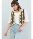 Ludic Park クロシェ編みリボン×花柄ベスト ルディックパーク トップス ニット ホワイト