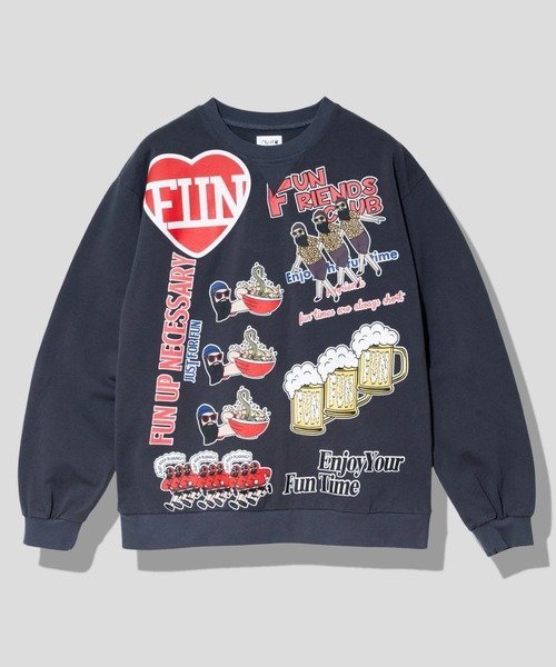 GSC MENS SELECT modem design/モデムデザイン 総柄おじさんロンTee-2 (MENS) ゴースローキャラバン トップス カットソー・Tシャツ ホワイト グレー