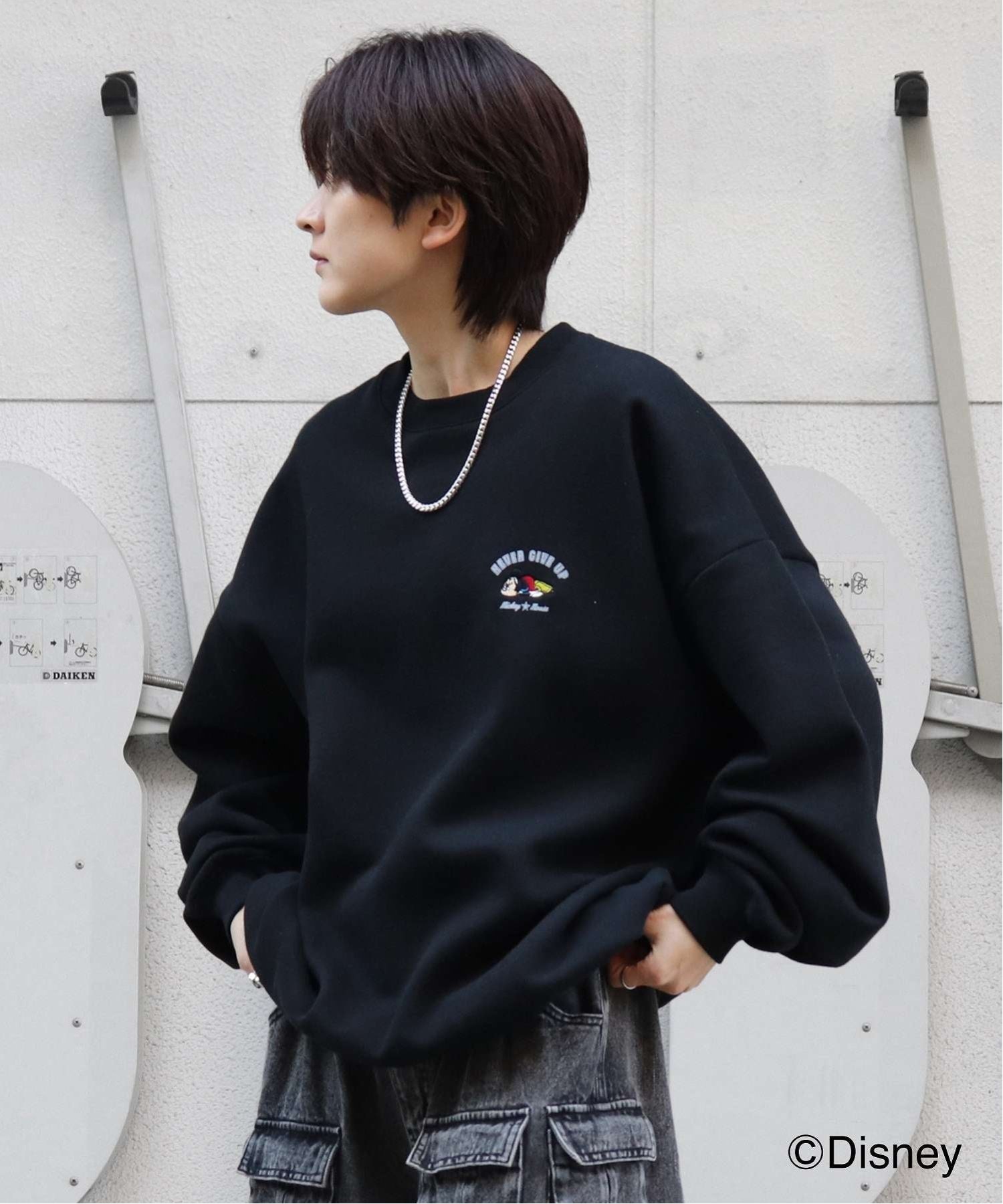 Confirm (M)ミッキーワンポイント刺繍スウェット コンファーム トップス パーカー・フーディー ブラック グレー ネイビー ホワイト【送料無料】