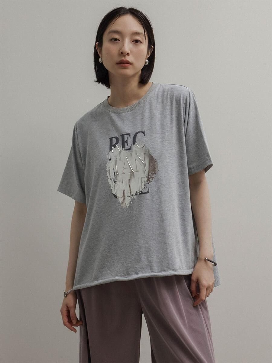 RADIATE ドロストヘム箔ロゴTシャツ ラシュッド トップス カットソー・Tシャツ グリーン ホワイト グレー ブラック