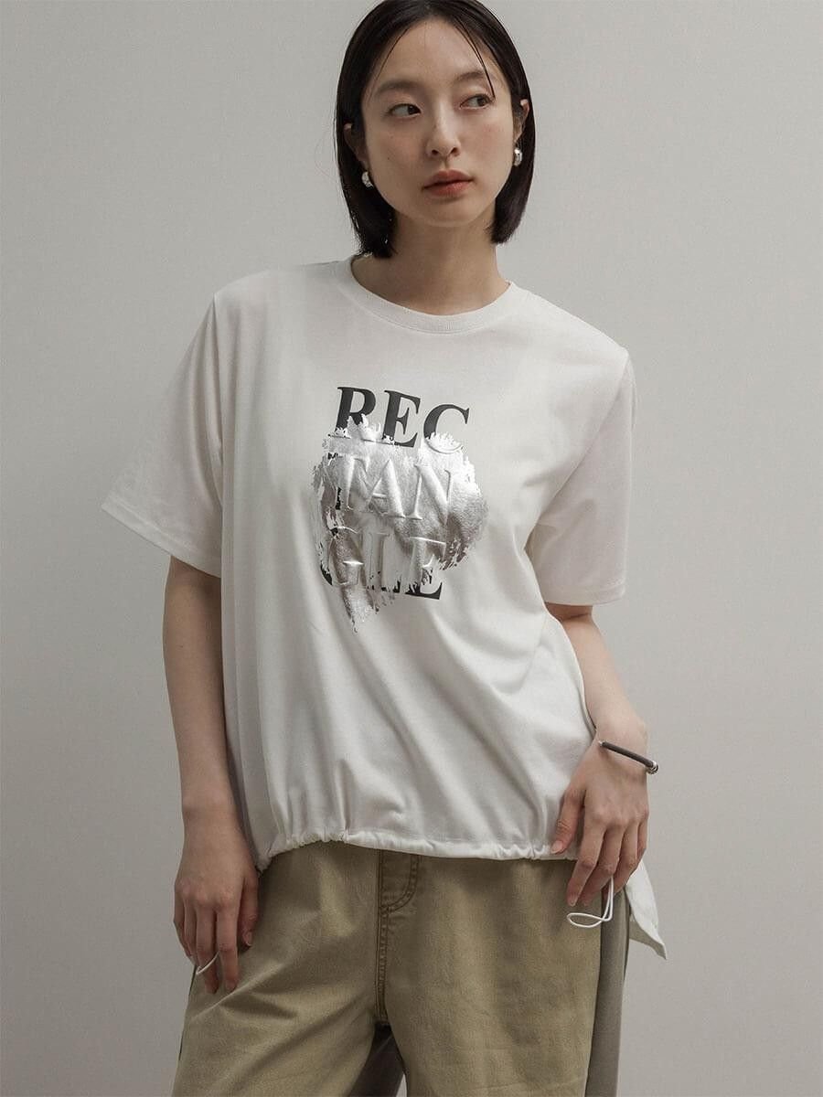RADIATE ドロストヘム箔ロゴTシャツ ラシュッド トップス カットソー・Tシャツ グリーン ホワイト グレー ブラック