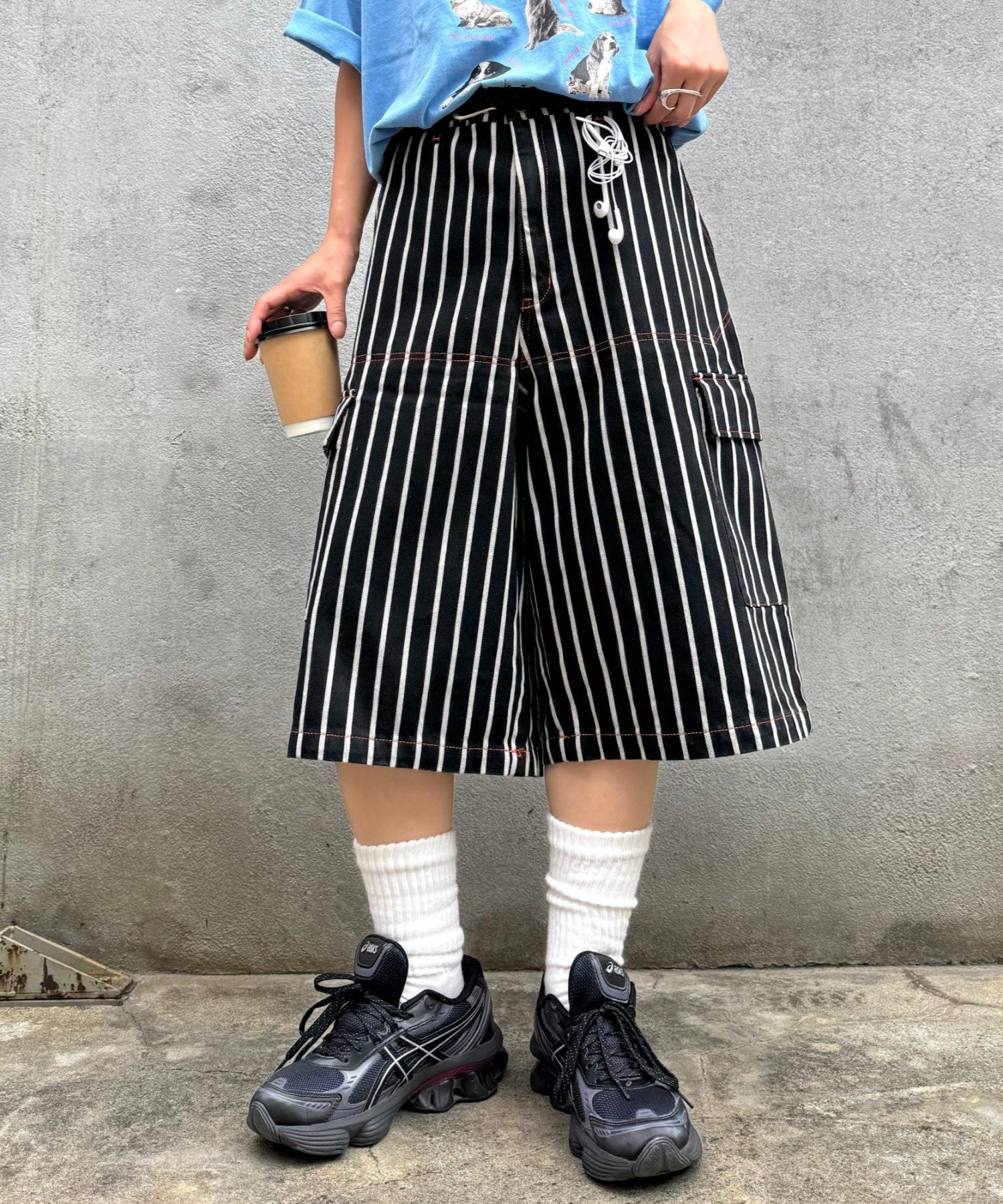 【SOUNDS GOOOOD】アソート柄デニムハーフパンツ チャオパニックティピー パンツ ジーンズ・デニムパンツ ブルー ブラック