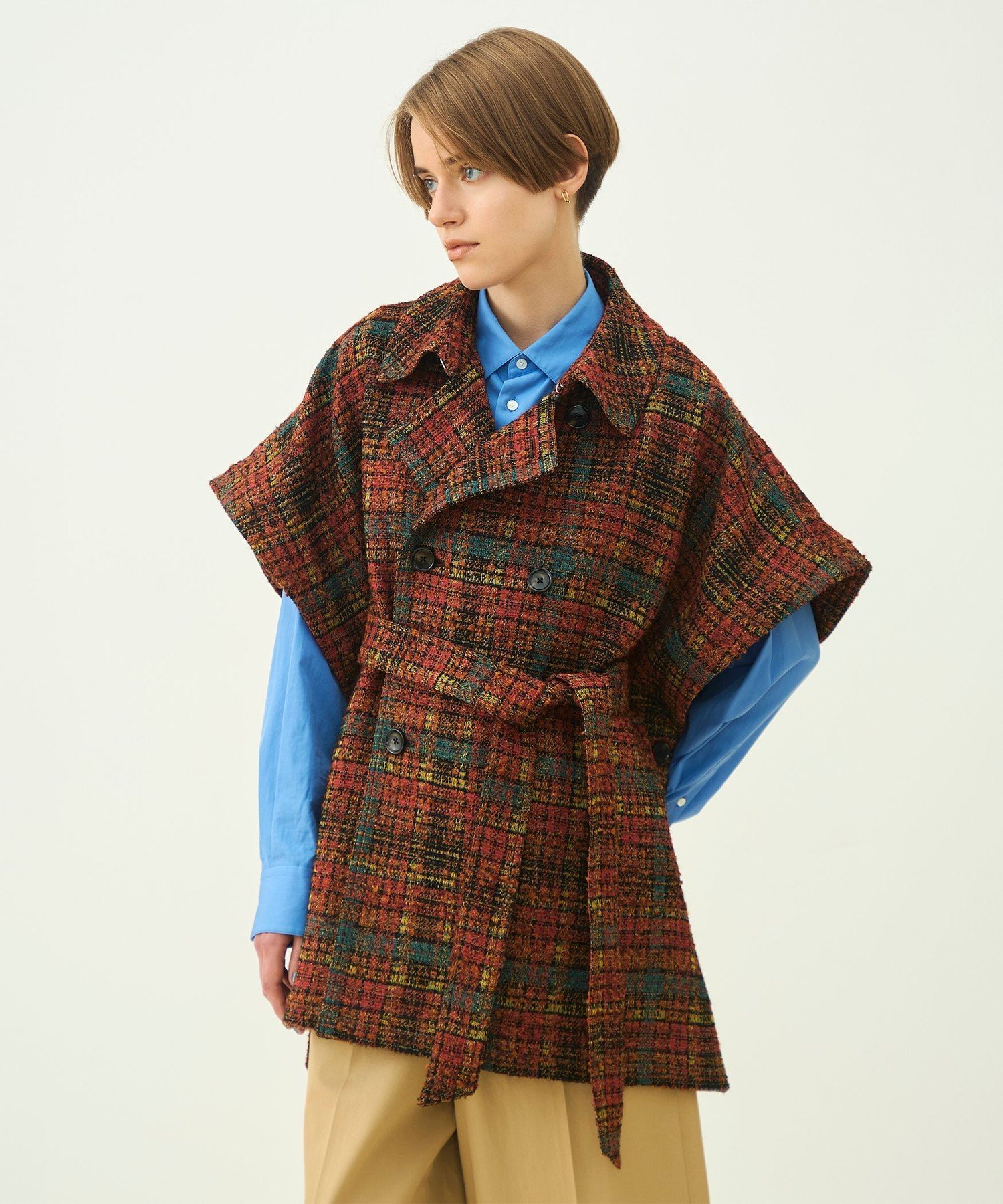 MACPHEE ジャカード ケープコート トゥモローランド ジャケット・アウター その他のジャケット・アウター レッド