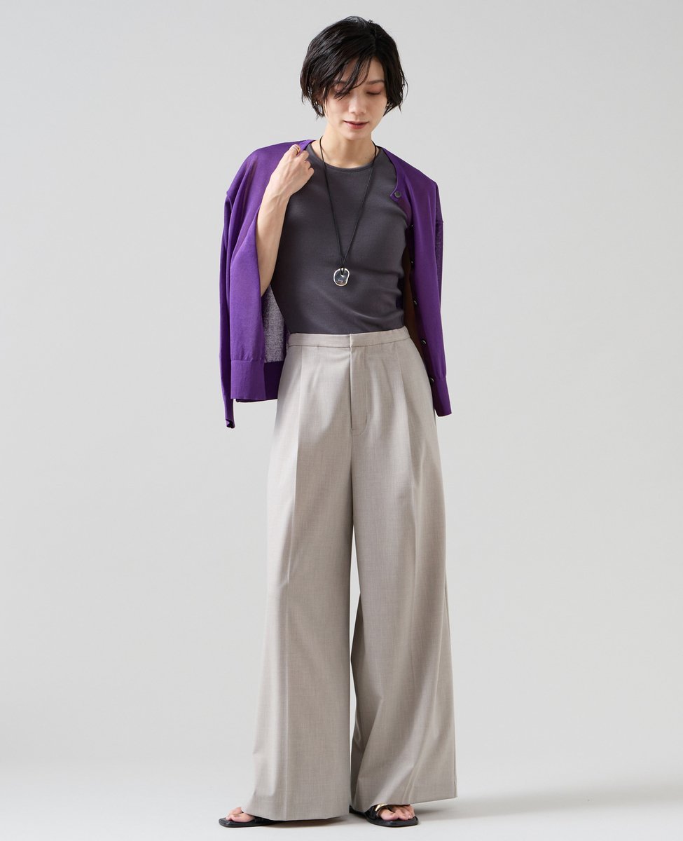 Liesse WOOL MIXワイドパンツ リエス パンツ その他のパンツ ベージュ グレー