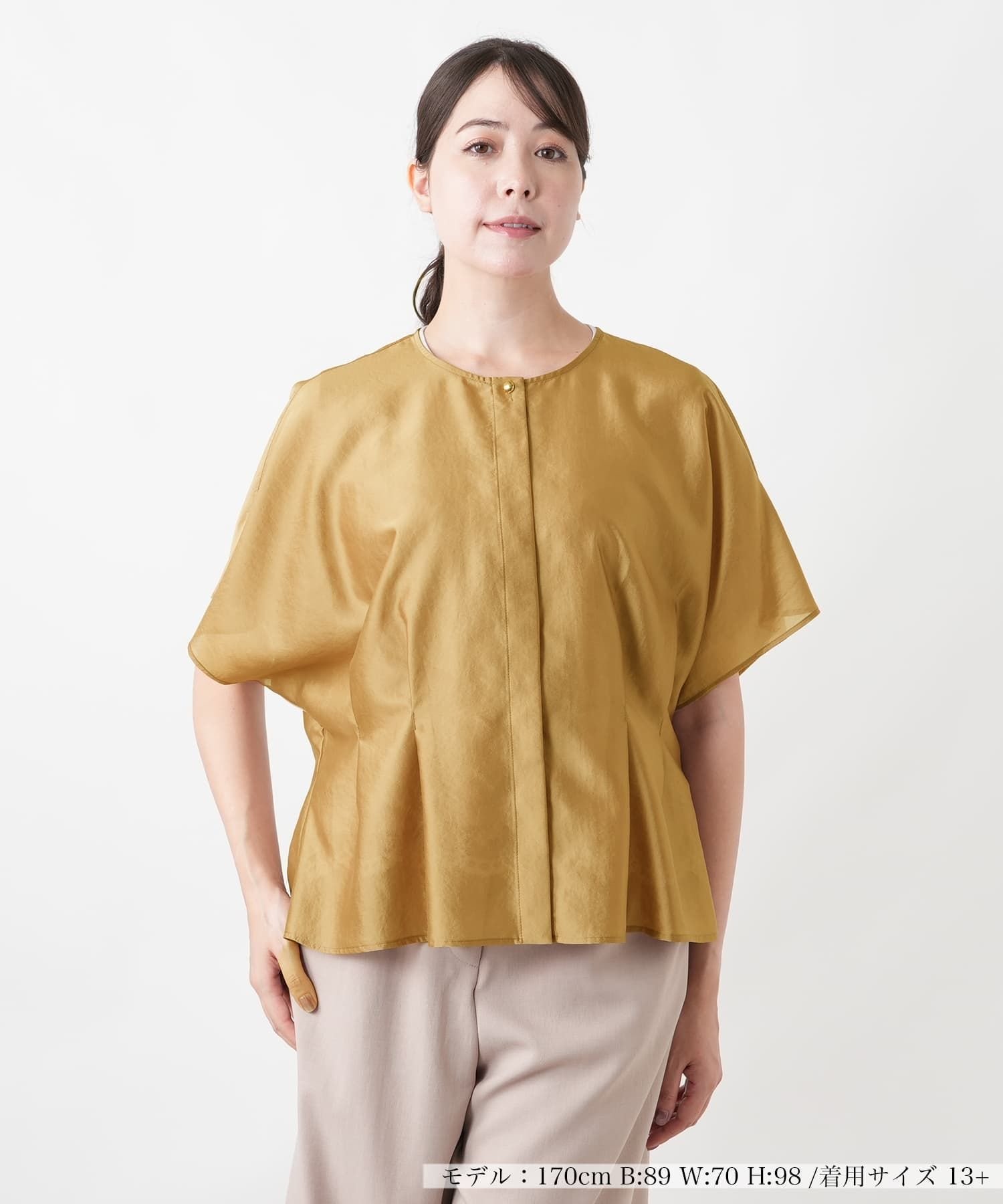 Leilian PLUS HOUSE ブラウス【Leilian WHITE LABEL】 レリアン プラスハウス トップス シャツ・ブラウス ブラウン ネイビー