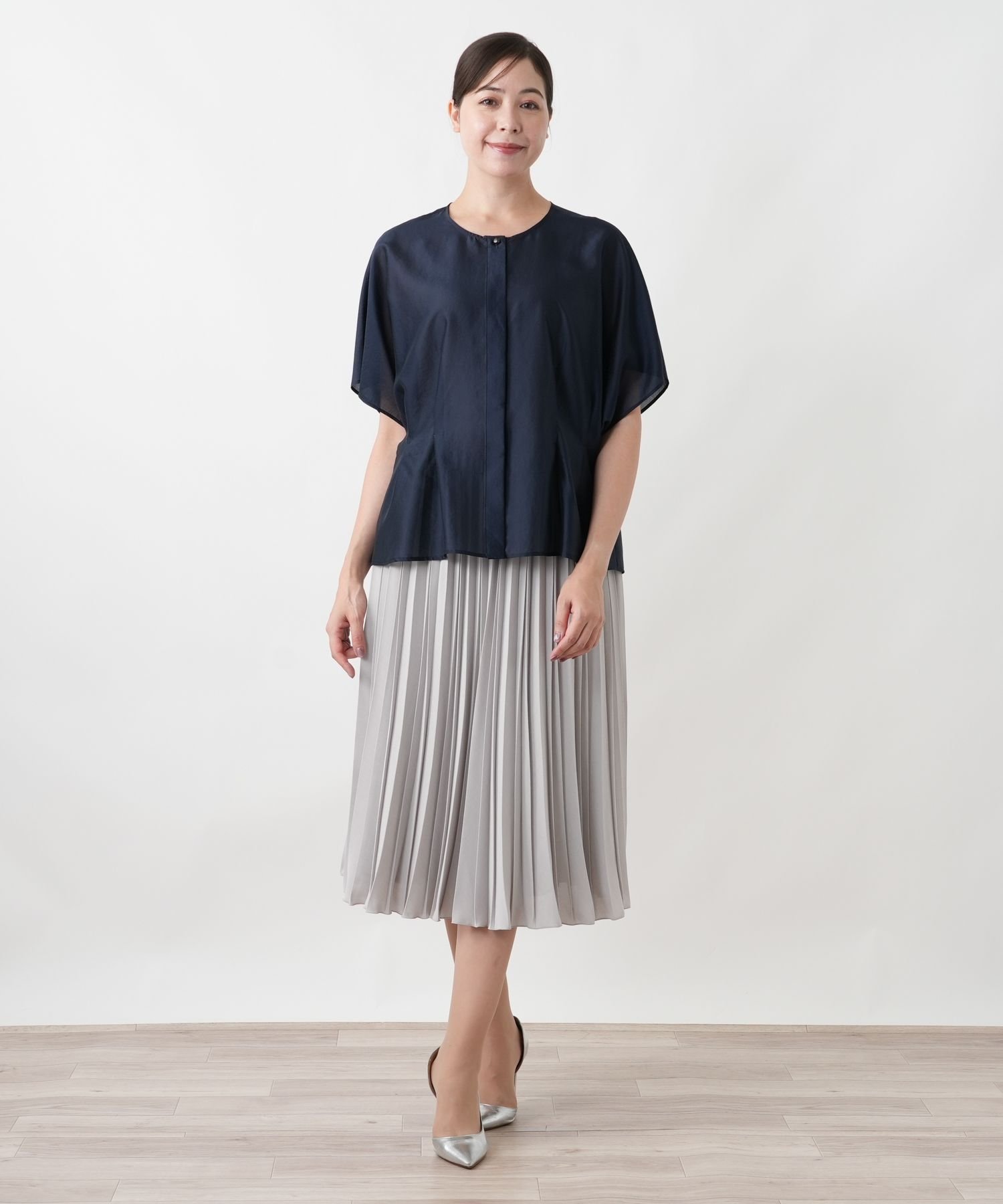 Leilian PLUS HOUSE ブラウス【Leilian WHITE LABEL】 レリアン プラスハウス トップス シャツ・ブラウス ブラウン ネイビー