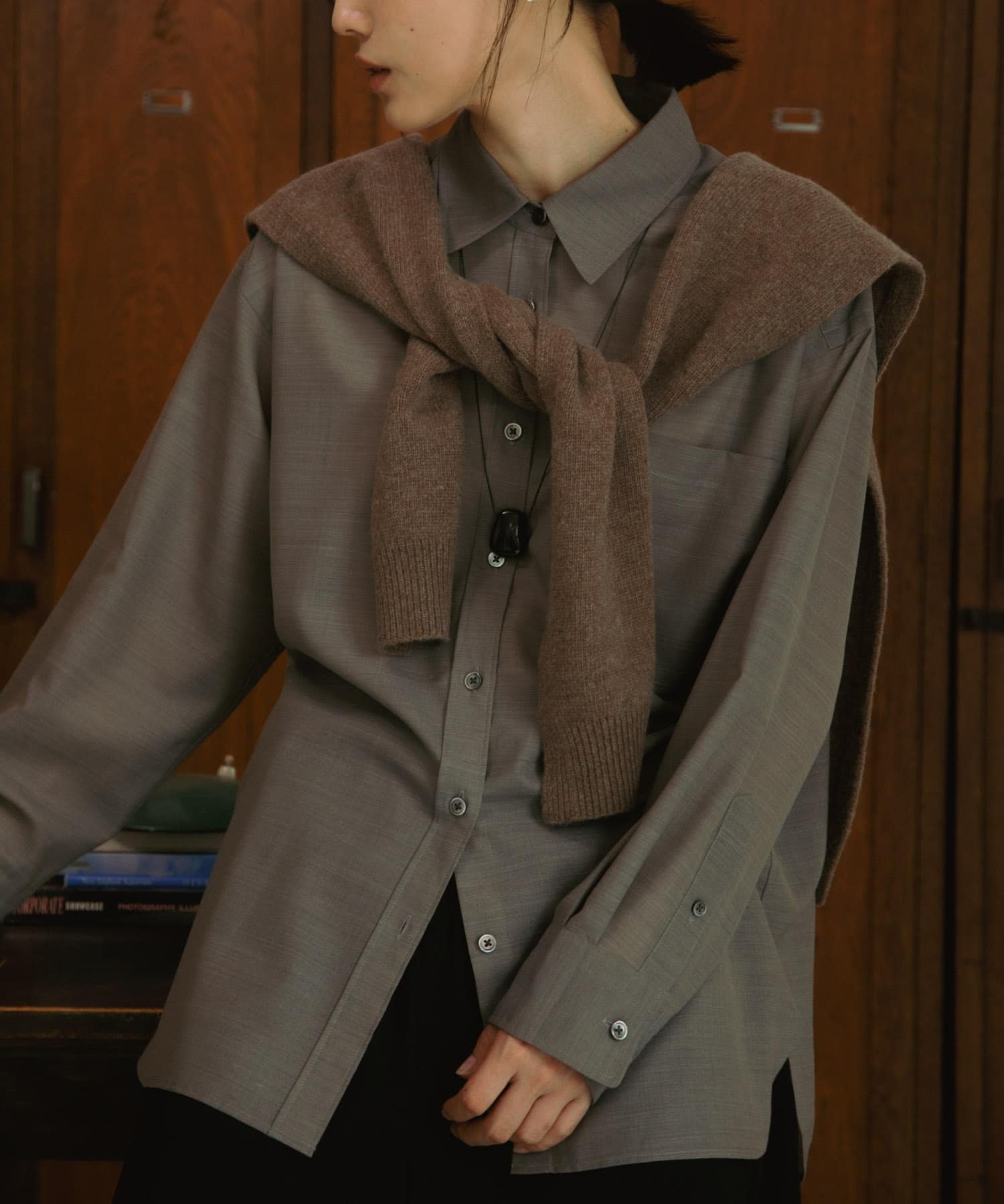 Wool Blend Basic Shirts アーバンリサーチドアーズ トップス シャツ・ブラウス ホワイト グレー