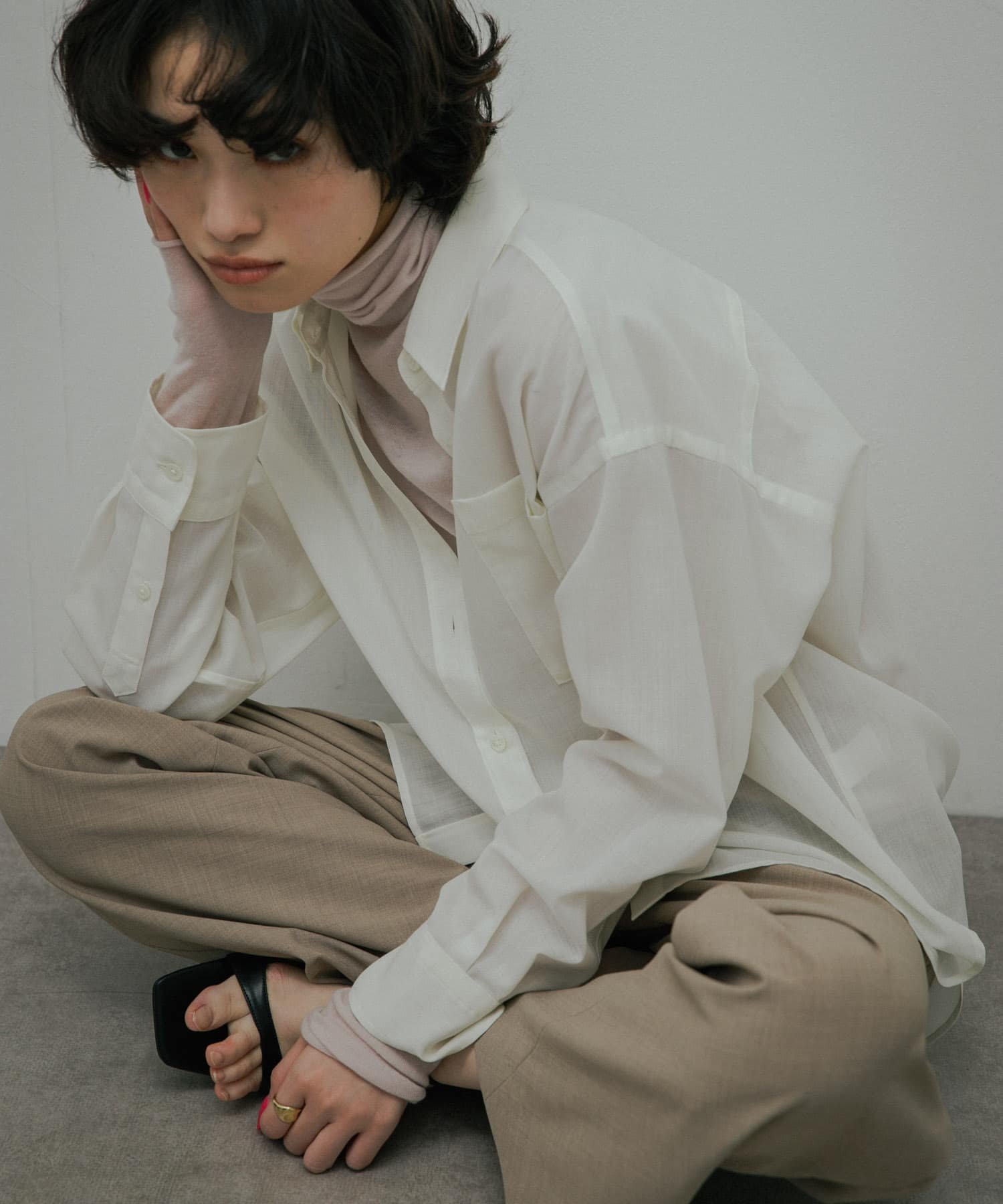 URBAN RESEARCH DOORS Wool Blend Basic Shirts アーバンリサーチドアーズ トップス シャツ・ブラウス ホワイト グレー【送料無料】