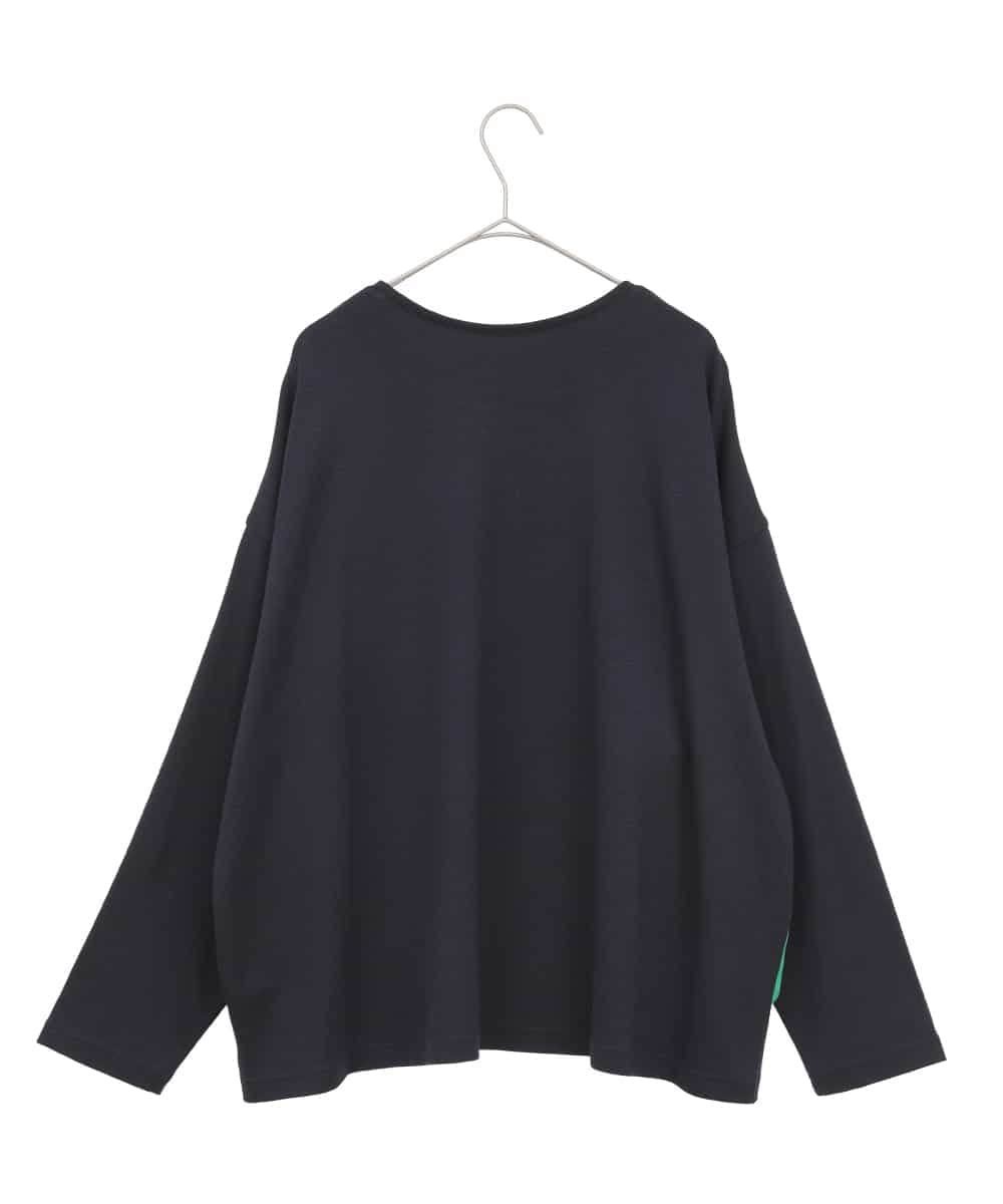 HIROKO BIS GRANDE 【大きいサイズ】デシンジョイントアートプリントプルオーバー /洗える ヒロコ ビス グランデ トップス カットソー・Tシャツ ネイビー