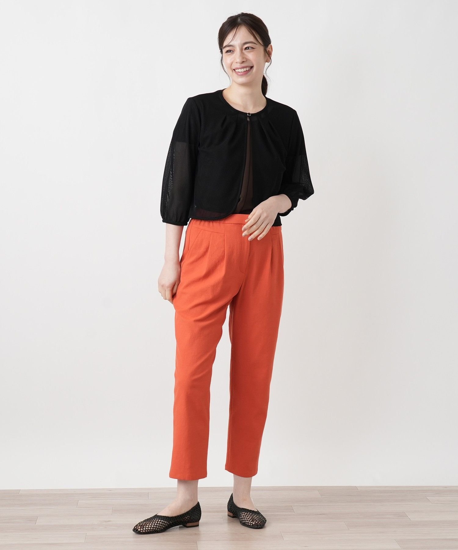 Leilian メッシュノーカラージャケット【Leilian WHITE LABEL】 レリアン ジャケット・アウター テーラードジャケット・ブレザー ブラック ネイビー