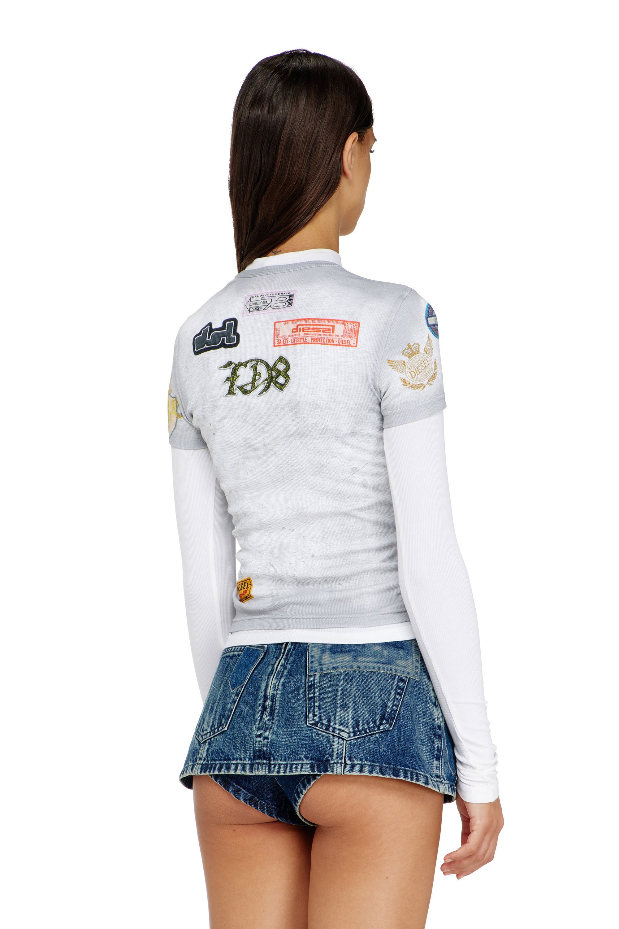 ウィメンズ 半袖トップ T-ELE-LONG-AA2 ディーゼル トップス カットソー・Tシャツ ホワイト