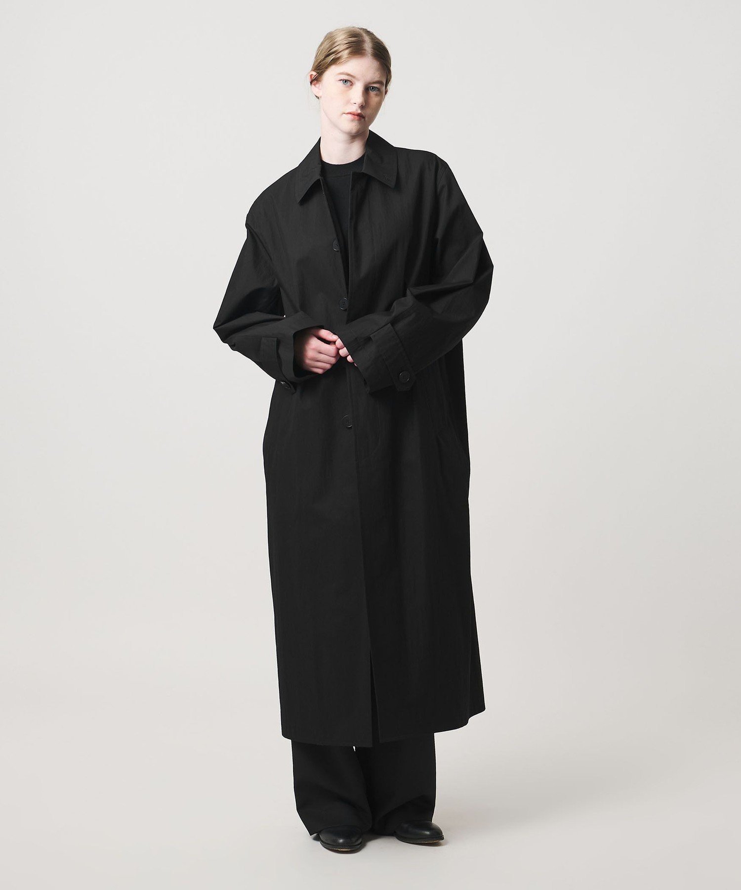 ＜LOEFF＞バルカラー コート UNISEX ユナイテッドアローズ ジャケット・アウター ステンカラーコート ブラウン ブラック