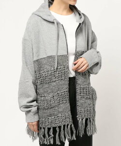 【SALE/40%OFF】RNA ニットコンビジップアップパーカー アールエヌエー カットソー パーカー グレー ホワイト ブラック【送料無料】