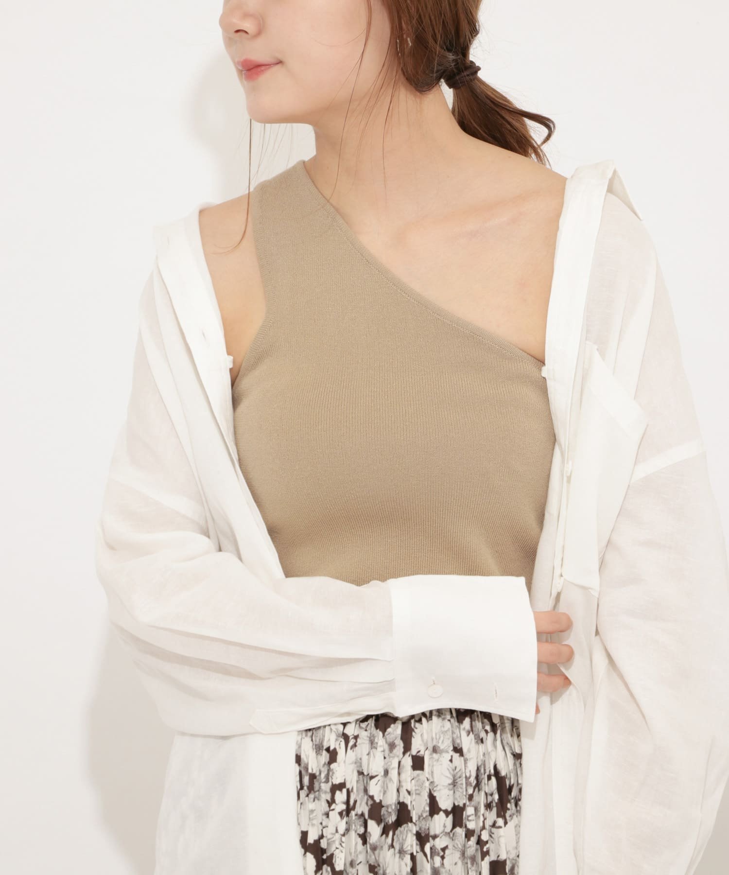 【SALE/73%OFF】SENSE OF PLACE ワンショルダーコンパクトトップ センス オブ プレイス トップス ニット ベージュ ブラウン グレー