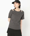 daily CLIP 【daily CLIP】リブショルダーデザインT スタディオクリップ トップス カットソー・Tシャツ ホワイト グレー レッド