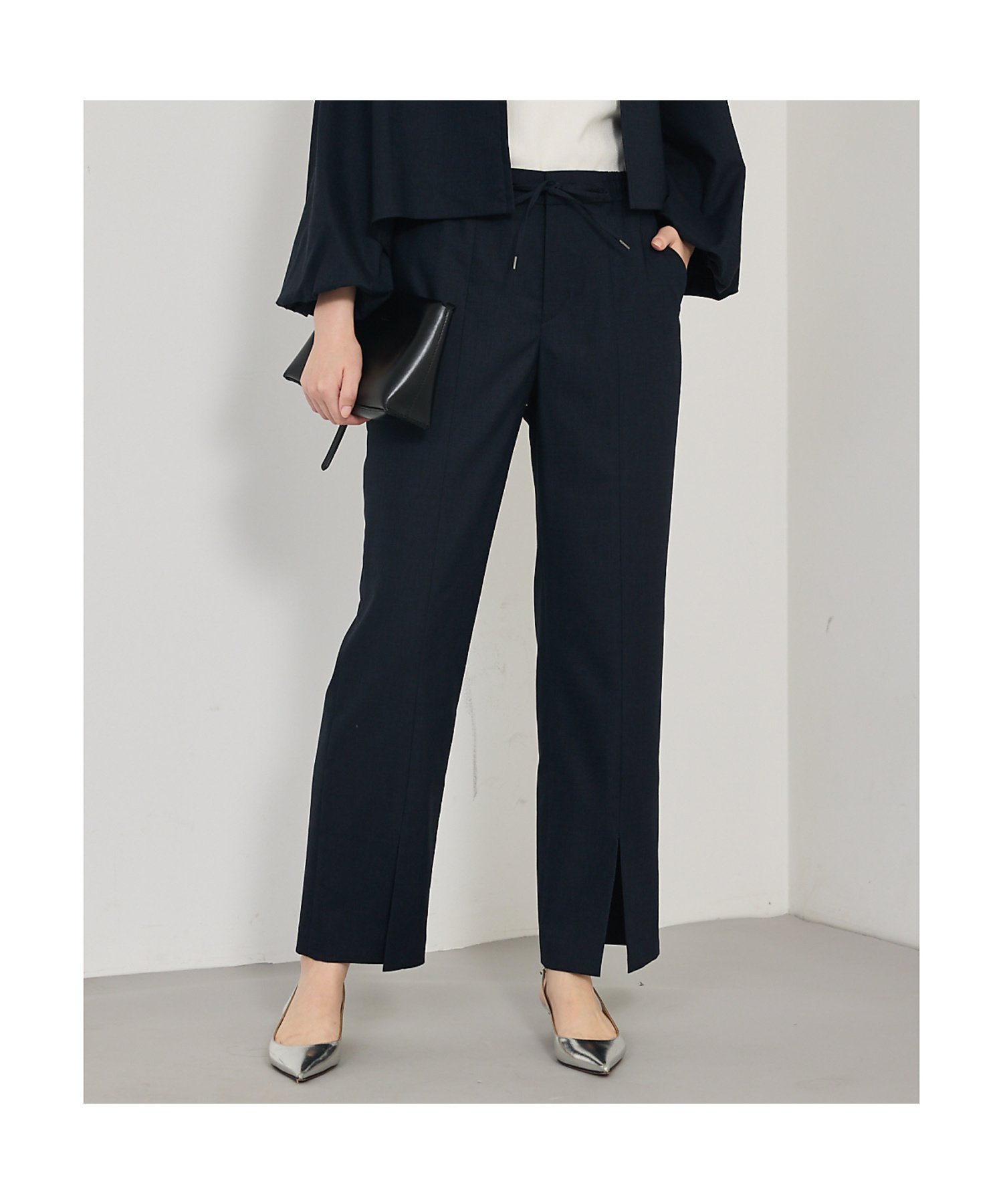 qualite 【セットアップ対応】スリットパンツ カリテ パンツ その他のパンツ ネイビー ベージュ