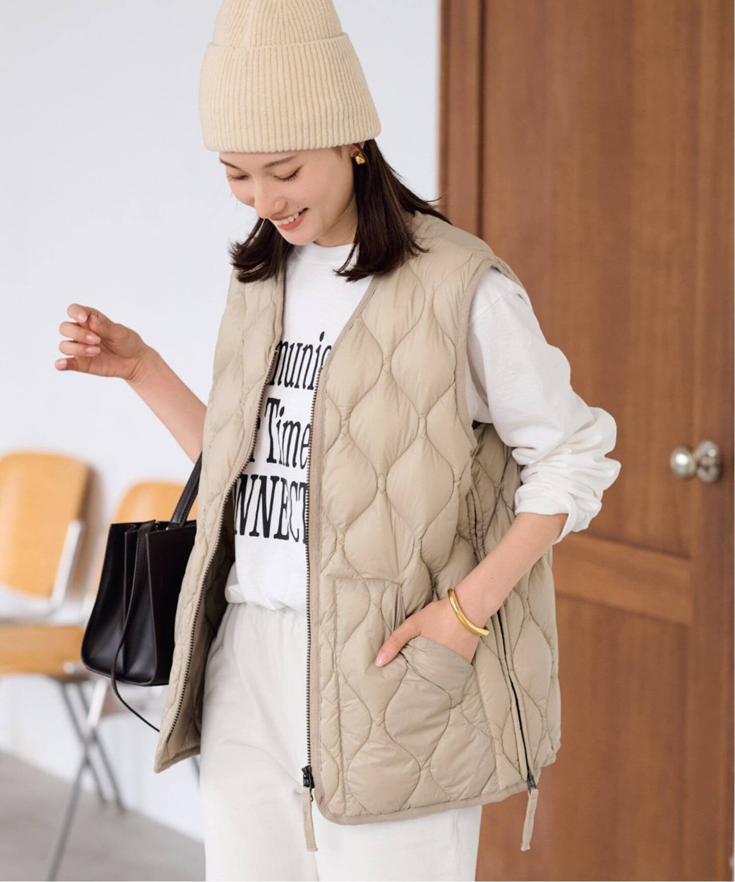 FRAMeWORK ≪予約≫TAION/タイオン MILITARY V NECK WZIPダウンベスト フレームワーク ジャケット・アウ..