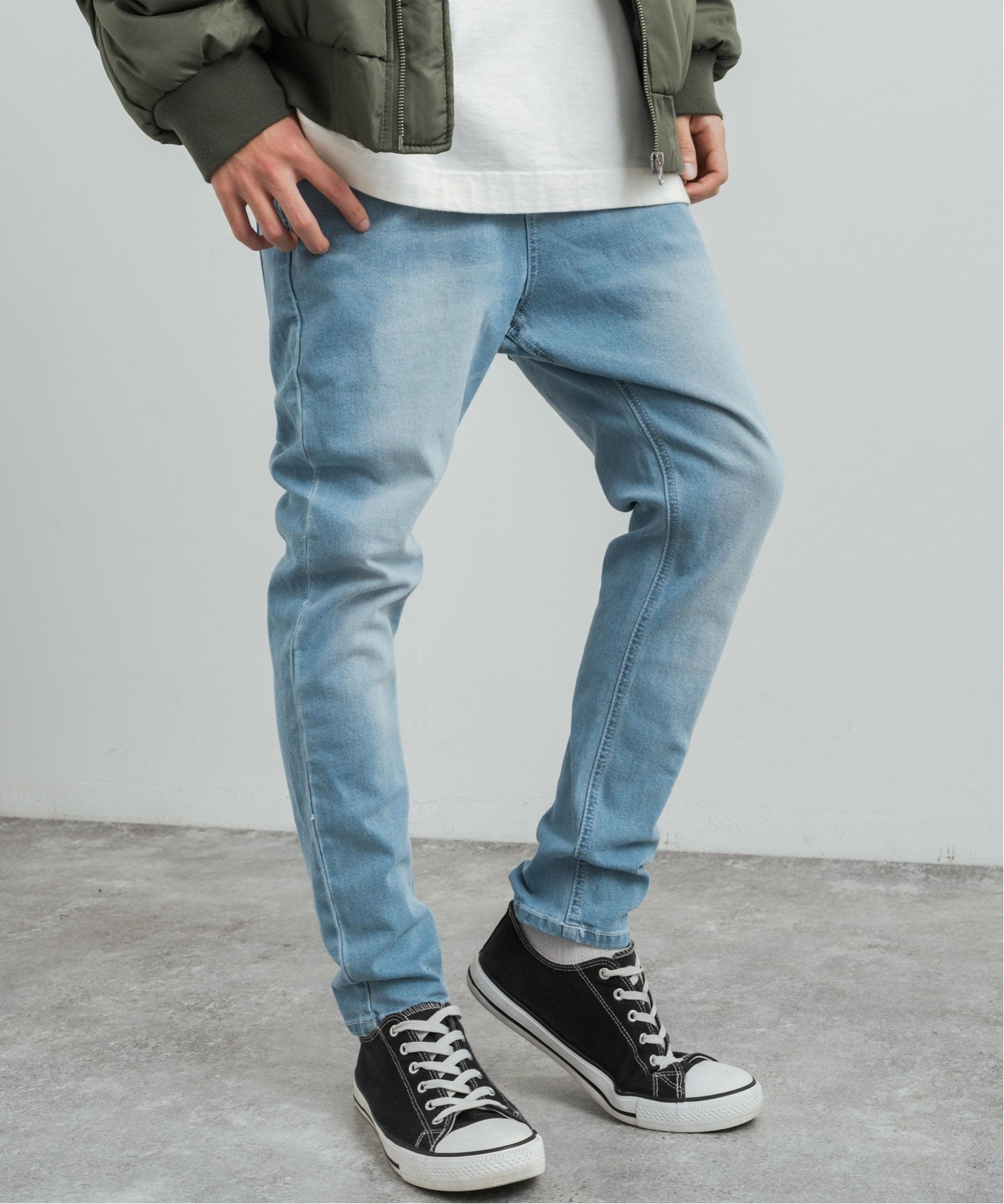 Rocky Monroe ストレッチデニム テーパードスキニーサルエルパンツ ロッキーモンロー パンツ ジーンズ・デニムパンツ ブルー ブラック ネイビー