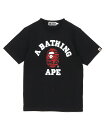 A BATHING APE LUX SPORT PATTERN COLLEGE TEE M ア ベイシング エイプ トップス カットソー・Tシャツ ブラック ホワイト【送料無料】