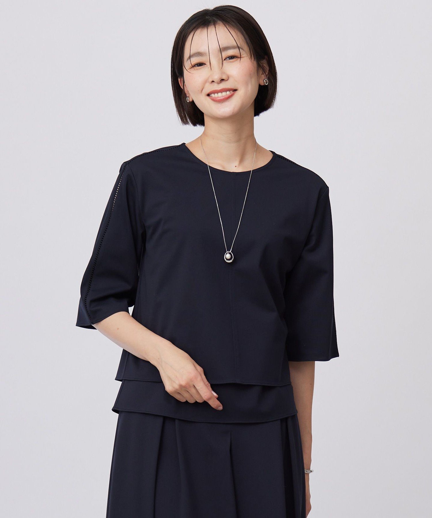 J.PRESS 【洗える】トリコットジャージー カットソー ジェイプレス トップス カットソー・Tシャツ ホワイト ピンク ネイビー