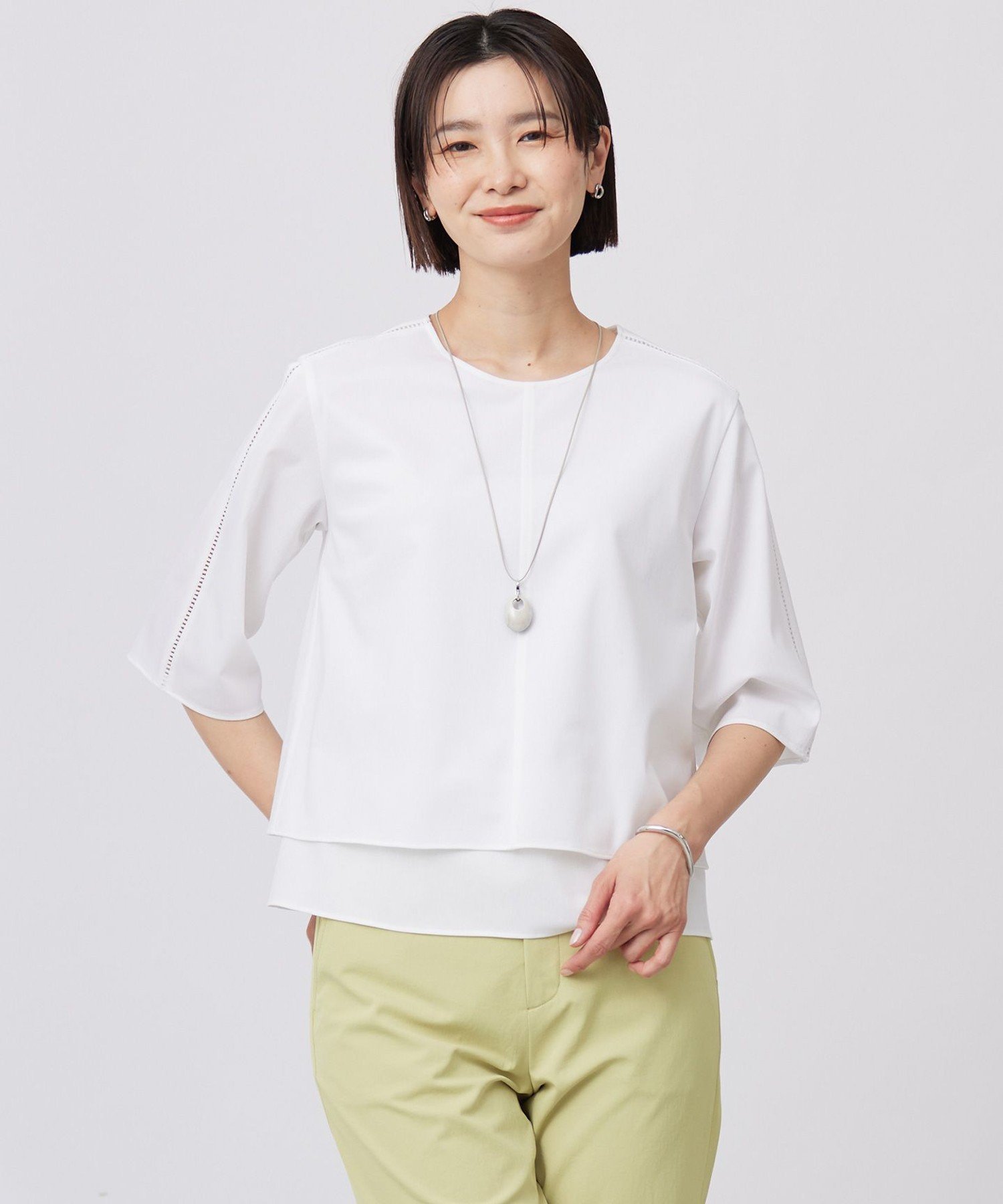 J.PRESS 【洗える】トリコットジャージー カットソー ジェイプレス トップス カットソー・Tシャツ ホワイト ピンク ネイビー