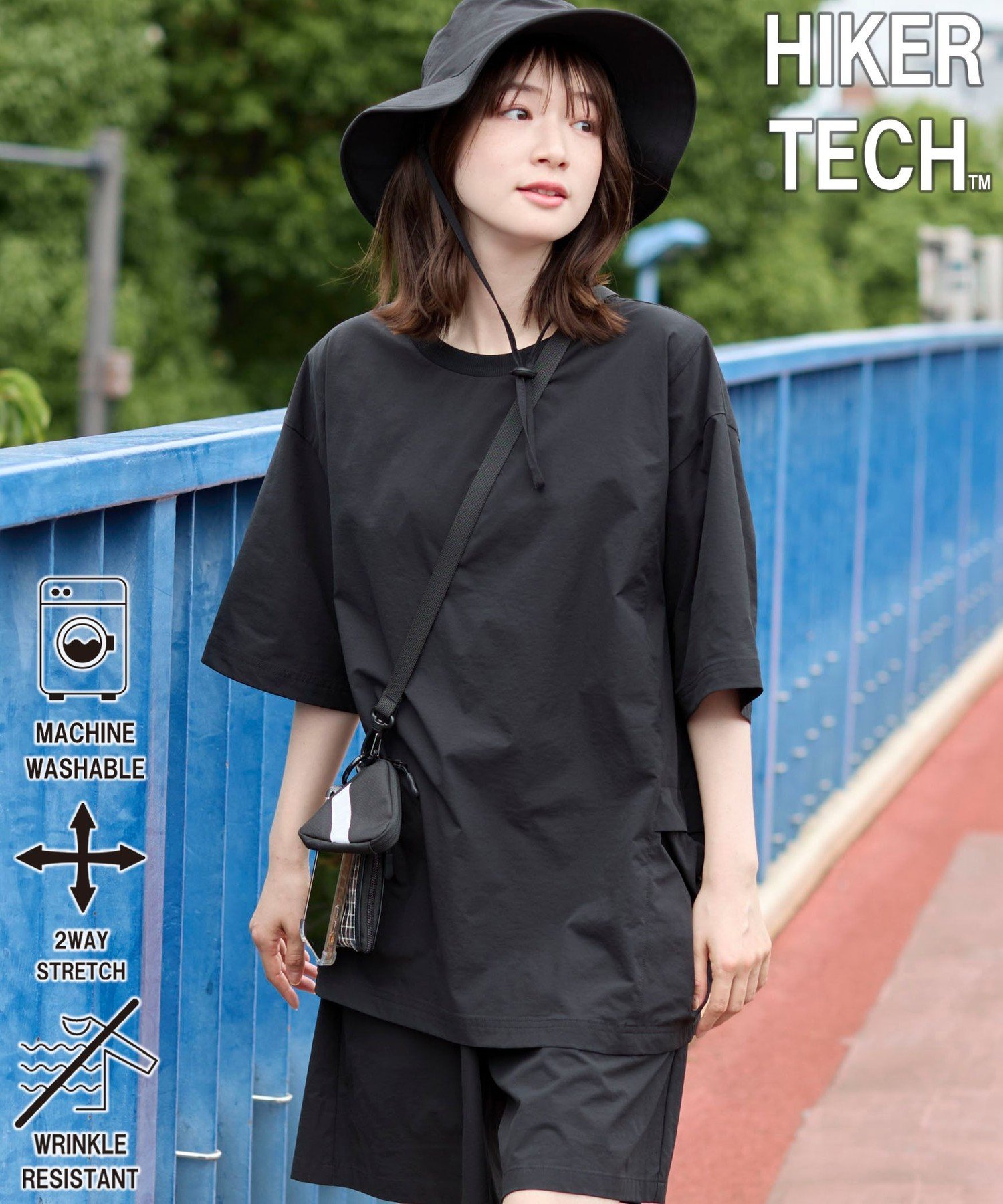 ハイカーテックライトウェイトTシャツ 【洗濯機洗い可・2WAYストレッチ・防シワ】 コーエン トップス カットソー・Tシャツ グレー ブラック ブラウン