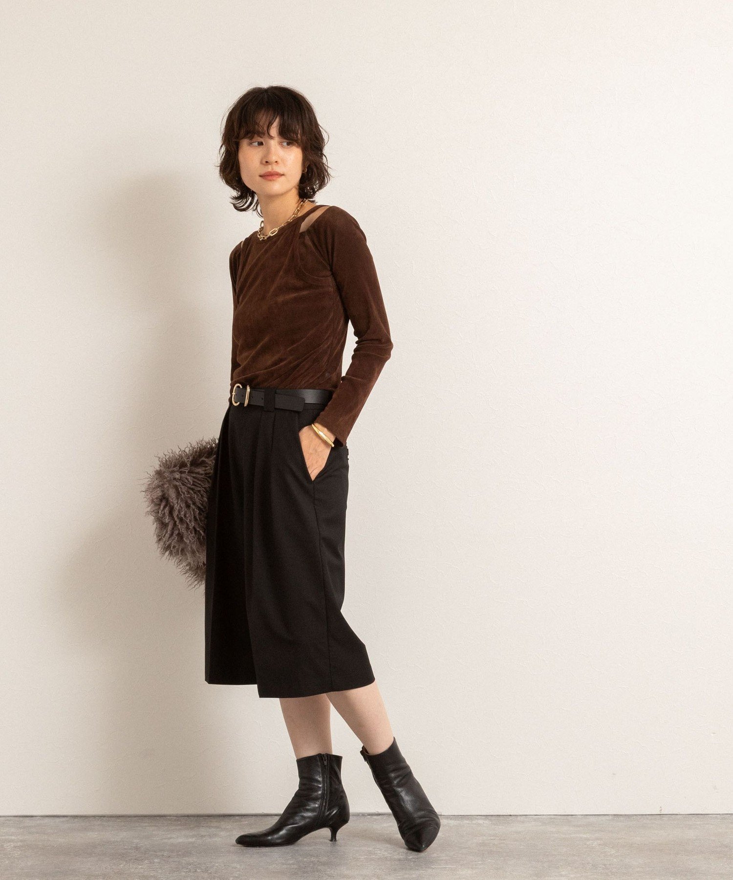 【SALE／40%OFF】MAQWEL 【MAQWEL/マクウェル】ウォッシャブルバミューダパンツ ノーリーズ パンツ その他のパンツ ブラック【送料無料】