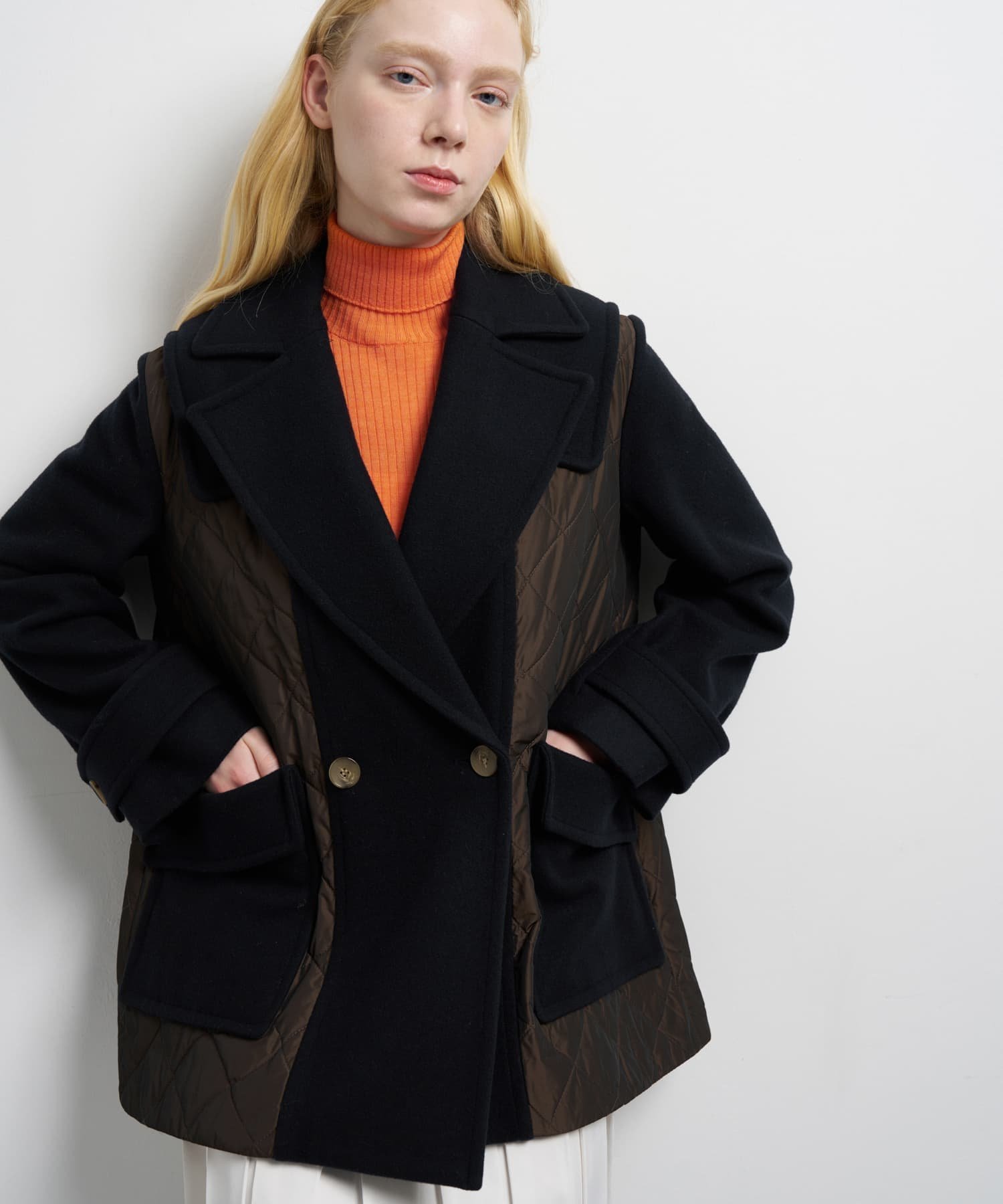 LANVIN en Bleu コンビネーションコート ランバンオンブルー ジャケット・アウター その他のジャケット・アウター ネイビー グレー【送料無料】