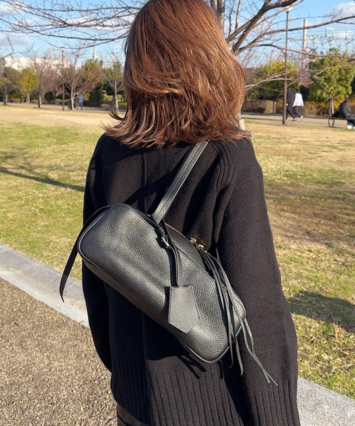 【SALE／10%OFF】UNITED BASE 【eriさんコラボ】本革 ロングハンドル ボストンバッグ / ショルダーバッグ ユナイテッド　ベース バッグ ボストンバッグ ブラック【送料無料】