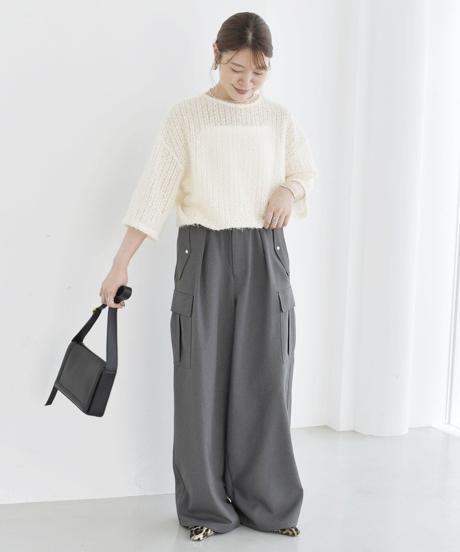 WOMEN ＜手洗い可能＞フェザー メッシュ 前後 2WAY 裾 ドロスト ブラウス シップス トップス シャツ・ブラウス ベージュ ブラック