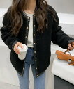 【SALE/21%OFF】ABITOKYO オーバーサイズボリュームボアブルゾン アビトーキョー ジャケット・アウター ブルゾン・ジャンパー ブラック ホワイト...