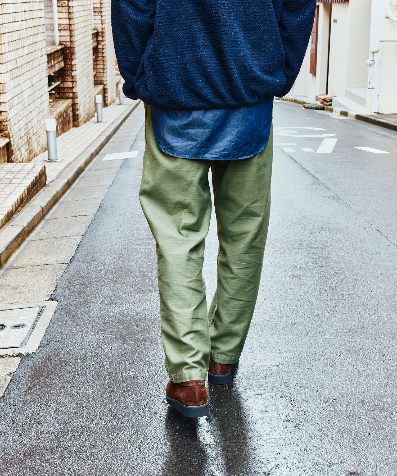 WILD LIFE TAILOR Adam et Rope' 【WILD LIFE TAILOR】バックサテン ベイカー パンツ アダムエロペ パンツ その他のパンツ カーキグリーン ブラック【送料無料】