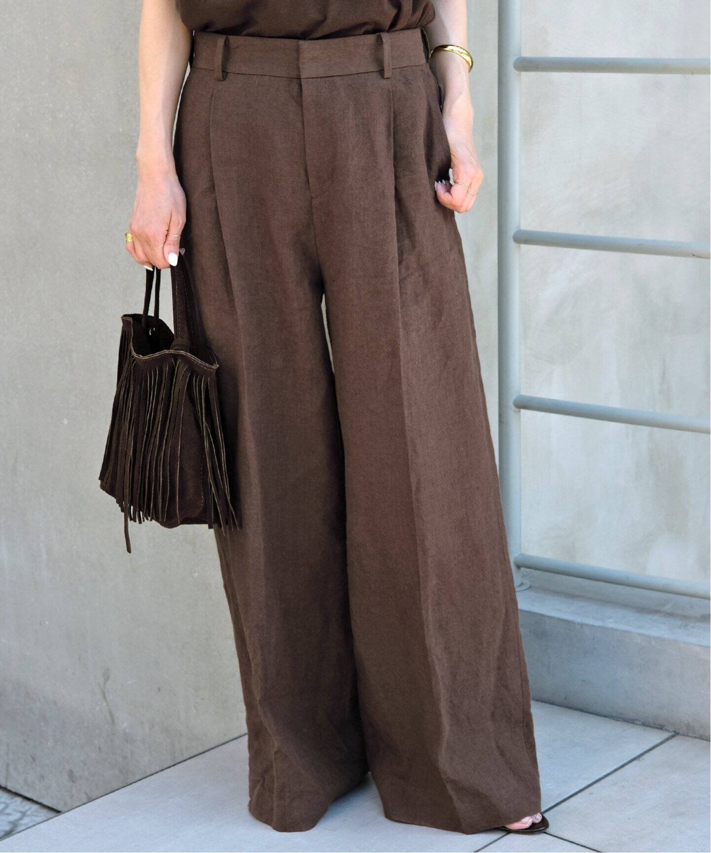 【SALE／30%OFF】AP STUDIO *リネンワイドパンツ エーピーストゥディオ パンツ スラックス・ドレスパンツ カーキグリーン ブラック ブラウン【送料無料】のサムネイル