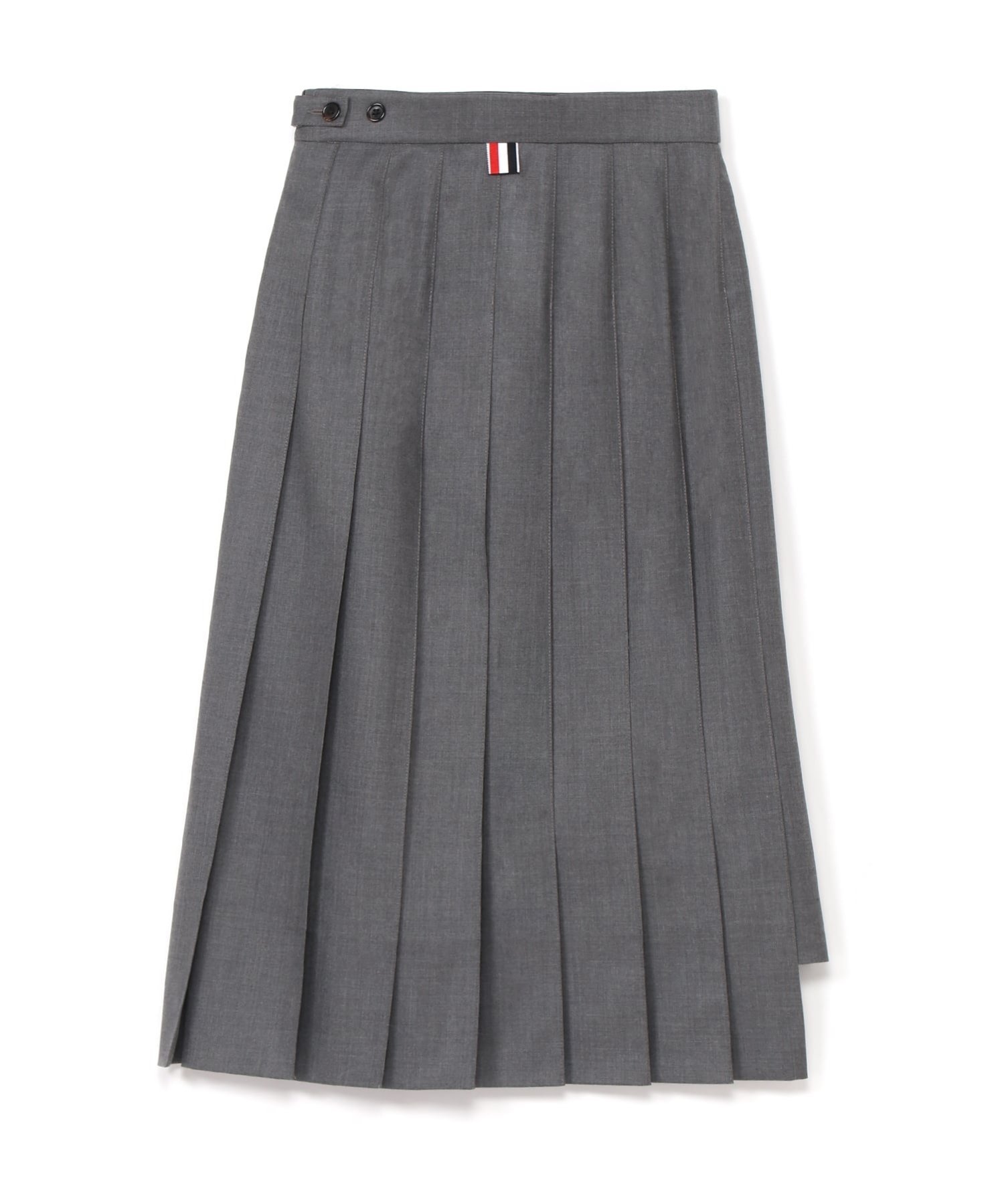 THOM BROWNE BELOW KNEE DROPPED BACK PLEATED SKIRT トムブラウン スカート ミディアムスカート グレー【送料無料】