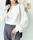 【SALE/32%OFF】GeeRA チュール使いカットソートップス ジーラ トップス カットソー・Tシャツ ブラック ホワイト