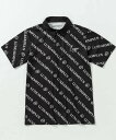【SALE/35%OFF】LUXEAKMPLUS (M)LUXEAKMPLUS/総柄ロゴ半袖ポロシャツ シフォン トップス ポロシャツ ブラック【送料無料】(4)