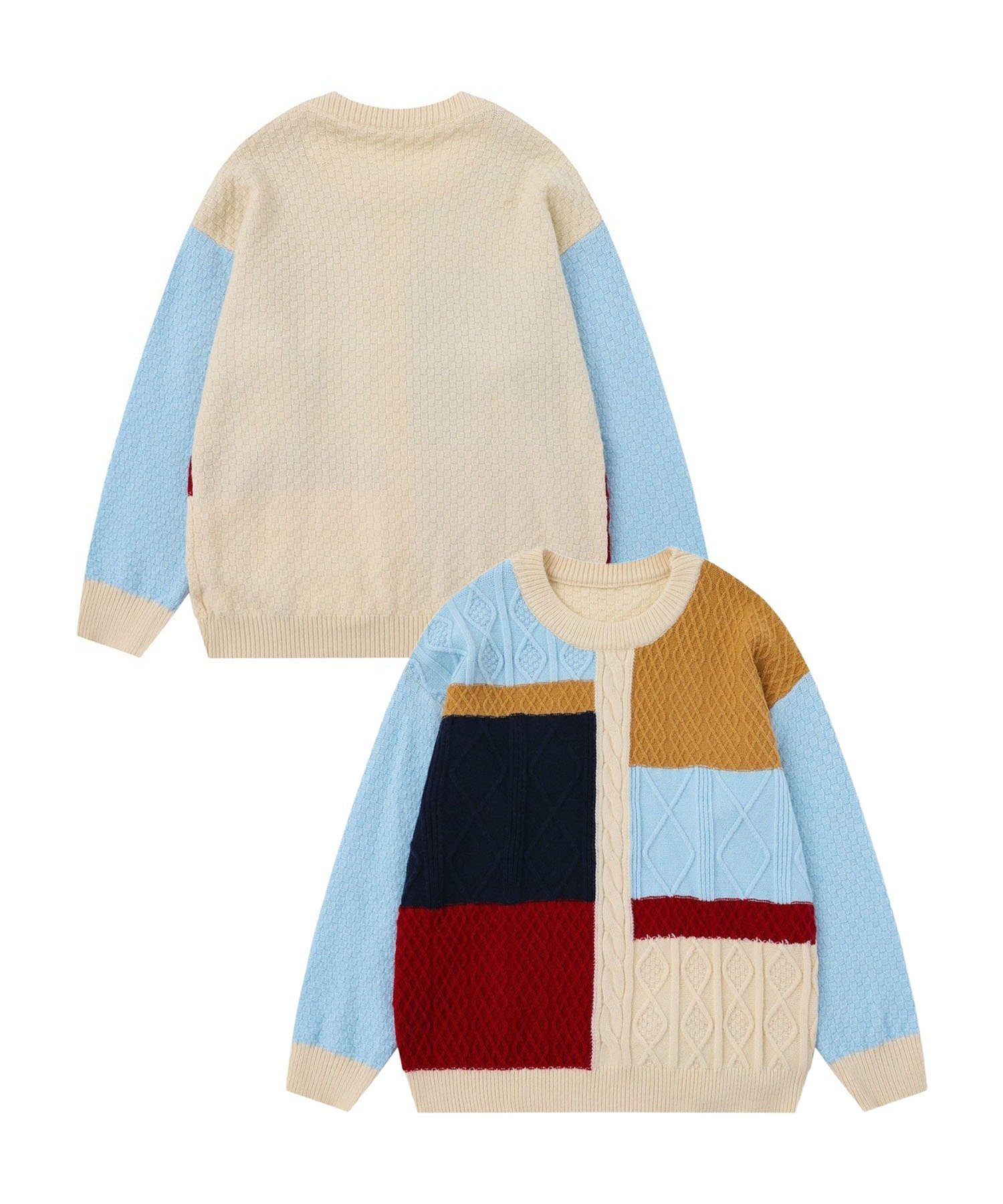 HOOK HOOK/カラーブロッキング ケーブルニット アイモハ トップス ニット ベージュ レッド【送料無料】のサムネイル