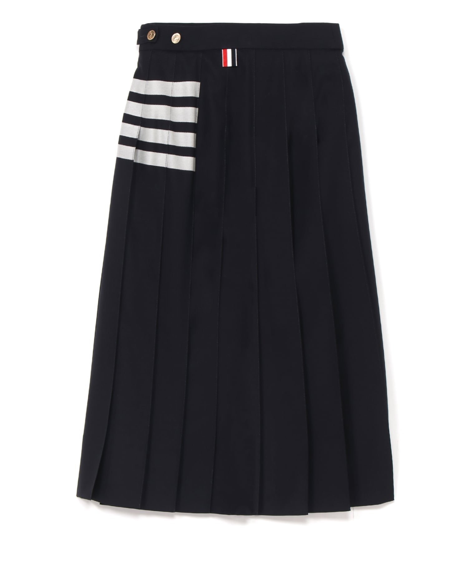 THOM BROWNE BELOW KNEE DROPPED BACK PLEATED SKIRT トムブラウン スカート ミディアムスカート ネイビー【送料無料】